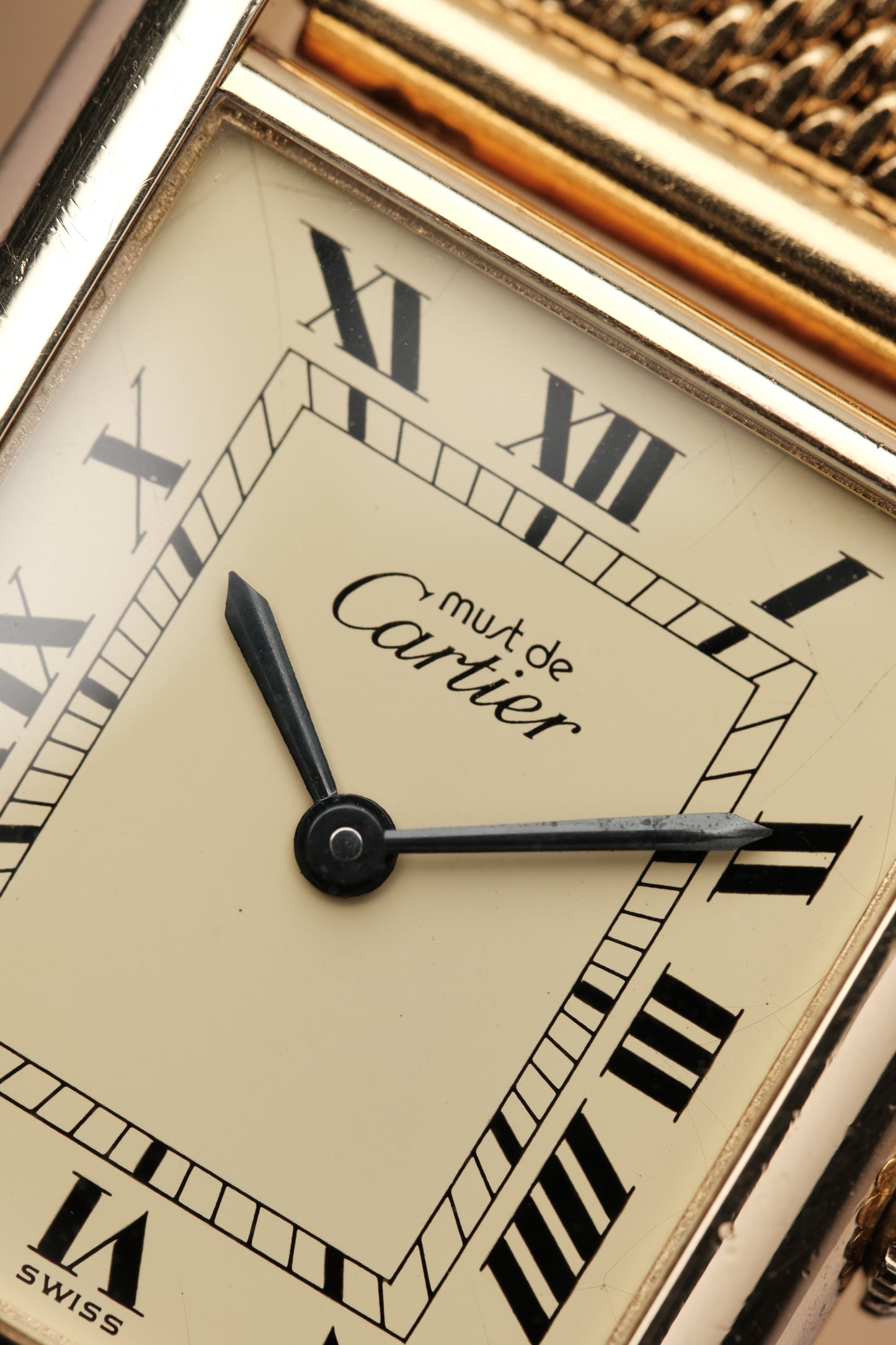 CARTIER MUST DE TANK VERMEIL (LM 23x31mm) ROMAN DIAL HAND WINDING 6144974 + BOX