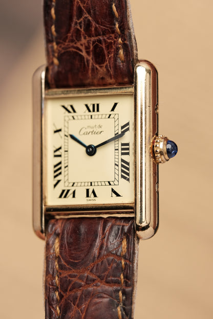 Vintage Cartier Must De Tank Vermeil (SM 20x28mm) ROMAN DIAL QUARTZ Ref.5057001