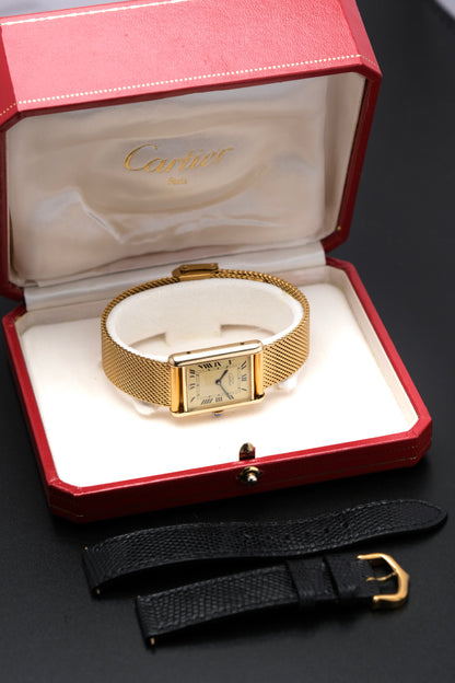 CARTIER MUST DE TANK VERMEIL (LM 23x31mm) ROMAN DIAL HAND WINDING 6144974 + BOX