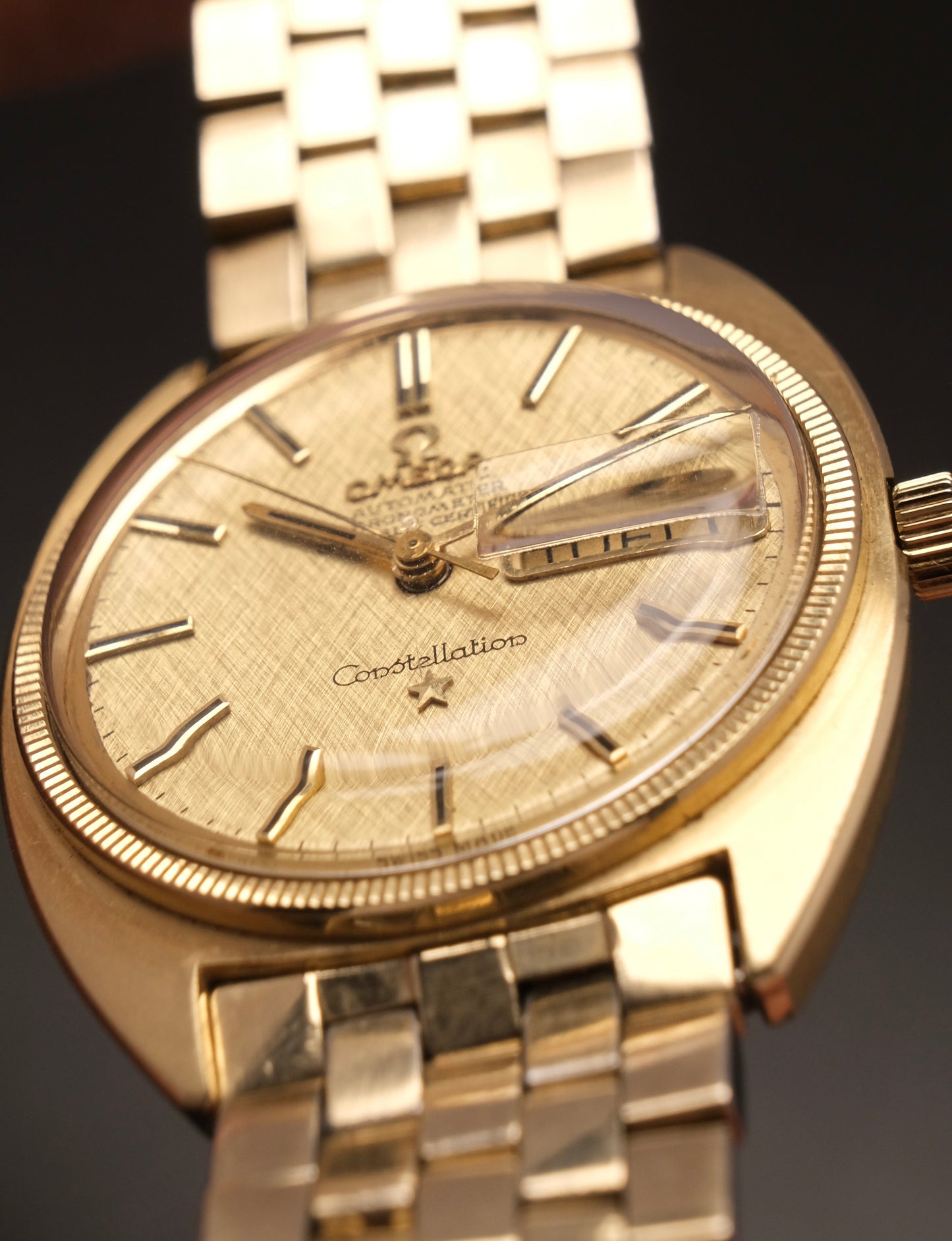 OMEGA Constellation C-shape Day-date Chronometer Linen Champagne Dial  - 168.029