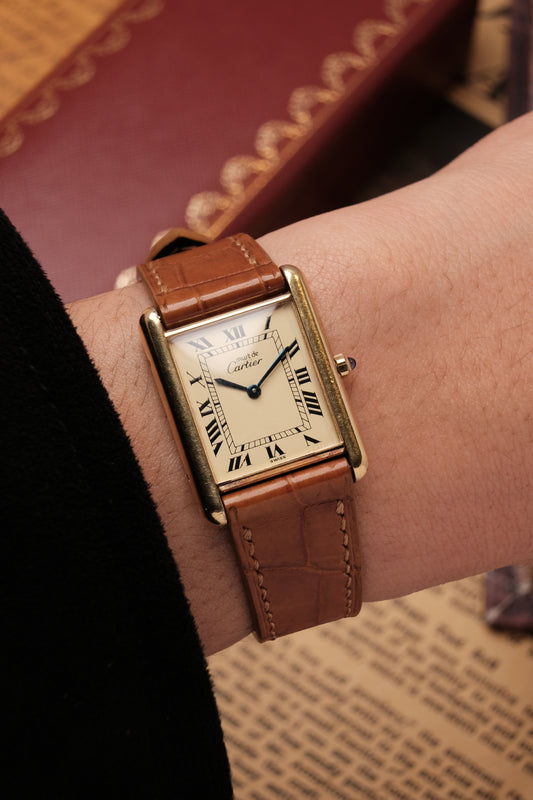CARTIER MUST DE CARTIER TANK VERMEIL ROMAN DIAL REF. 64221