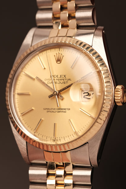 Rolex Datejust 36 16013 Two Tone 18k Yellow Gold Jubilee Bracelet Fluted Bezel + Box and Booklet