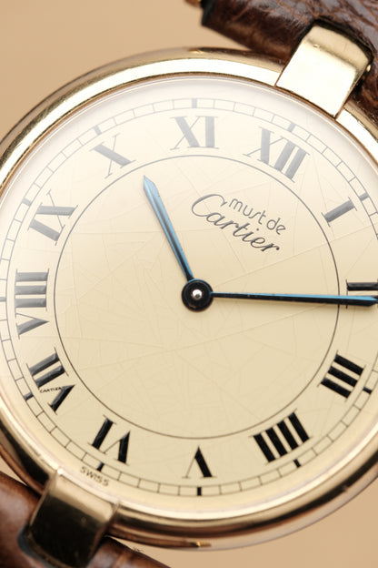 1990's Cartier Must Vendome LM Vermeil Quartz Gold Plated 30mm