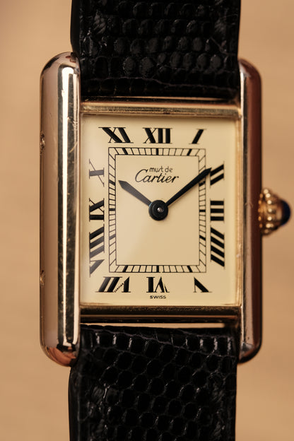 1999 Vintage Cartier Tank Vermeil 1613 ROMAN DIAL QUARTZ