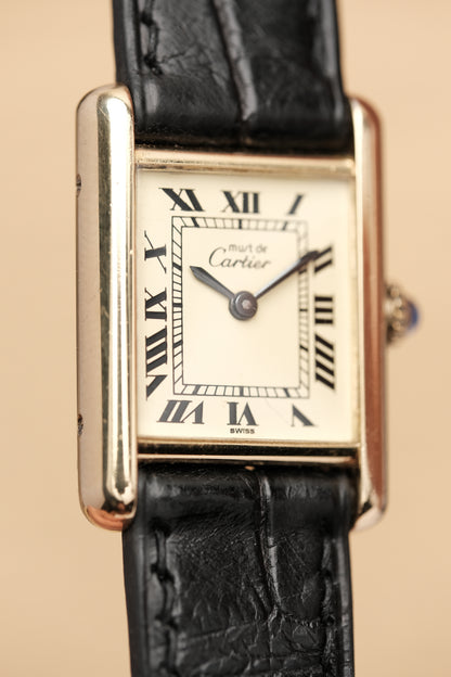 Vintage Cartier Must De Tank Vermeil (SM 20x28mm) ROMAN DIAL Hand Windding Ref.3096998