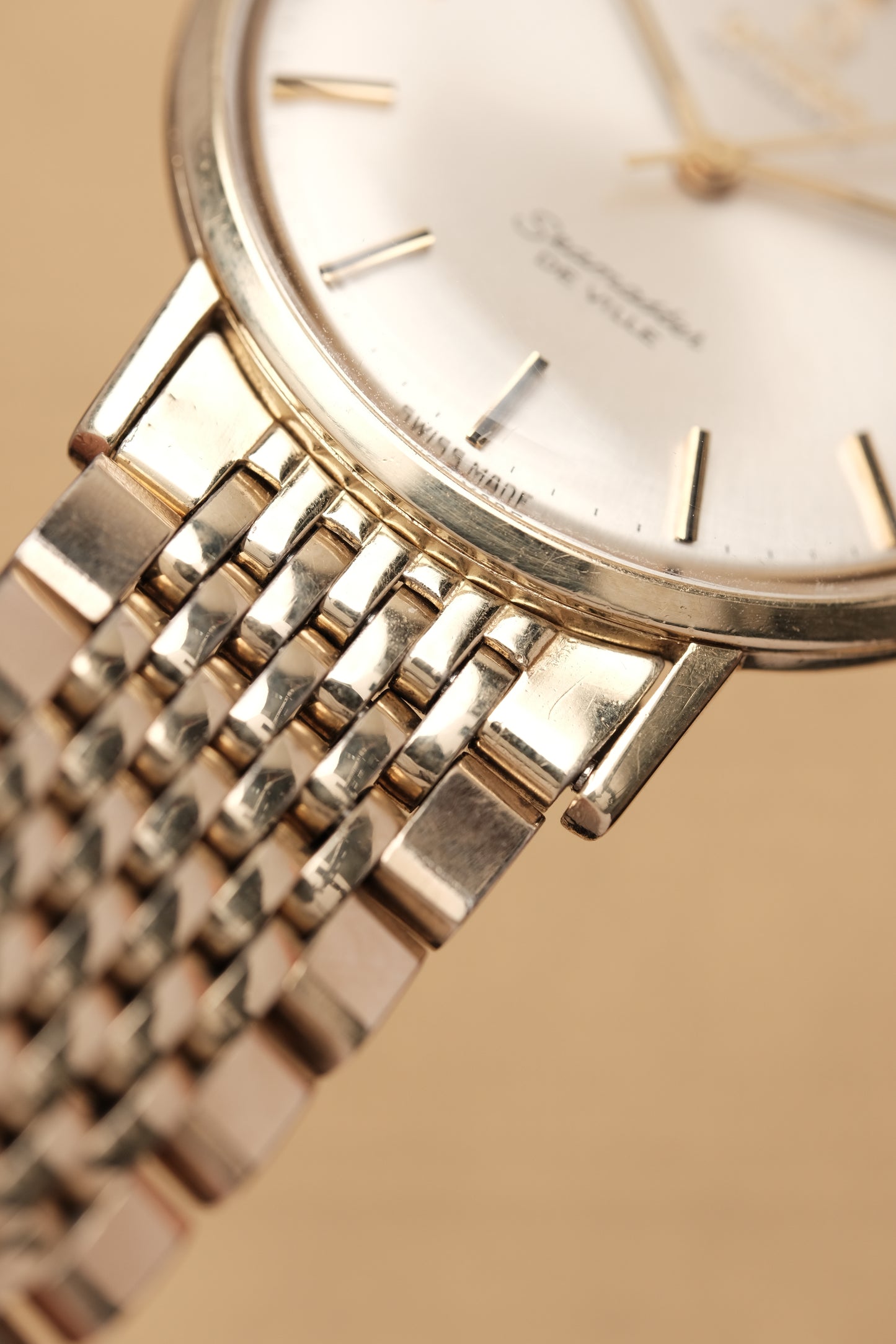 1967  14K Solid Gold Omega Seamaster De Ville reference LL 6590-1 34mm with Gold beads of rice bracelet