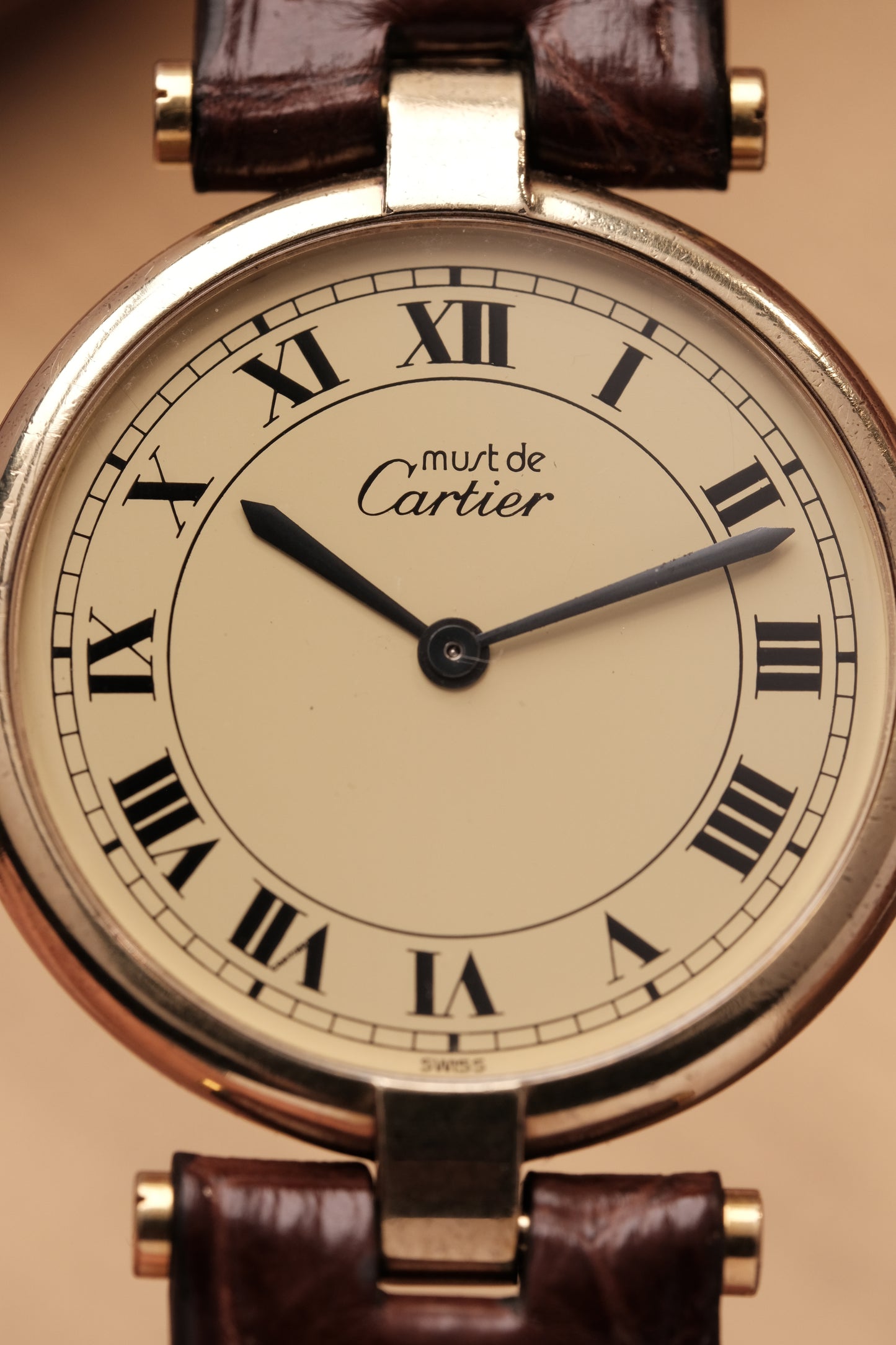 1990's  Cartier  Must Vendome LM Vermeil Quartz Gold Plated 30mm