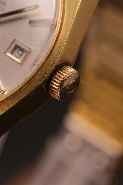 Vintage Omega Genève 166099 Gold Case Gold Bracelet White Dial