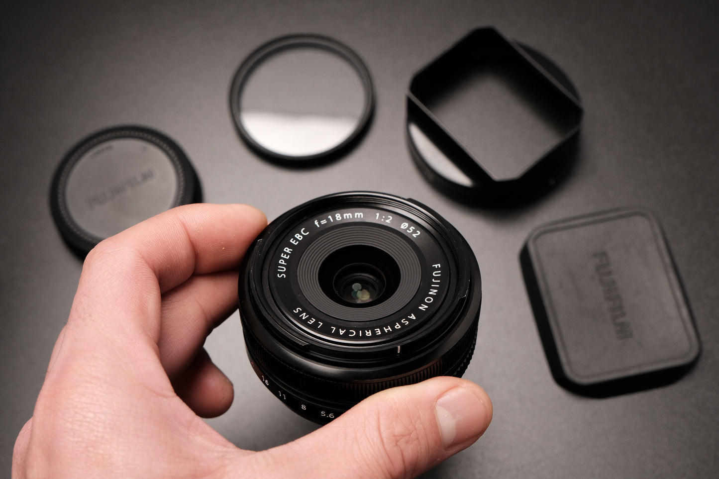 Fujifilm XF 18mm f/2.0 R Lens X Mount w Square Hood EXCELLENT!