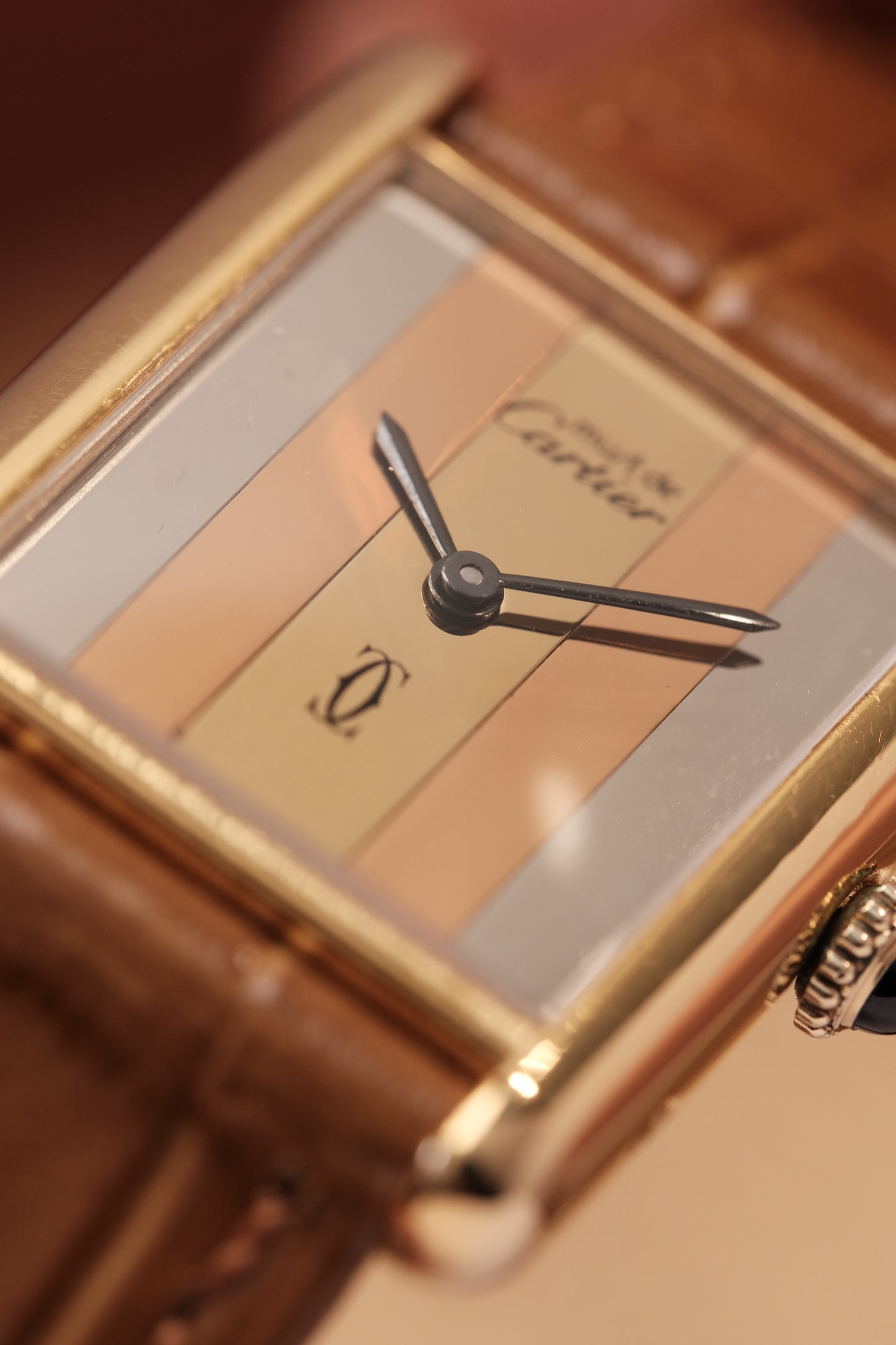 CARTIER  De Must Tank Trinity Vertical Stripe Dial Gold Hand Winding Gold-Plated Silver 925