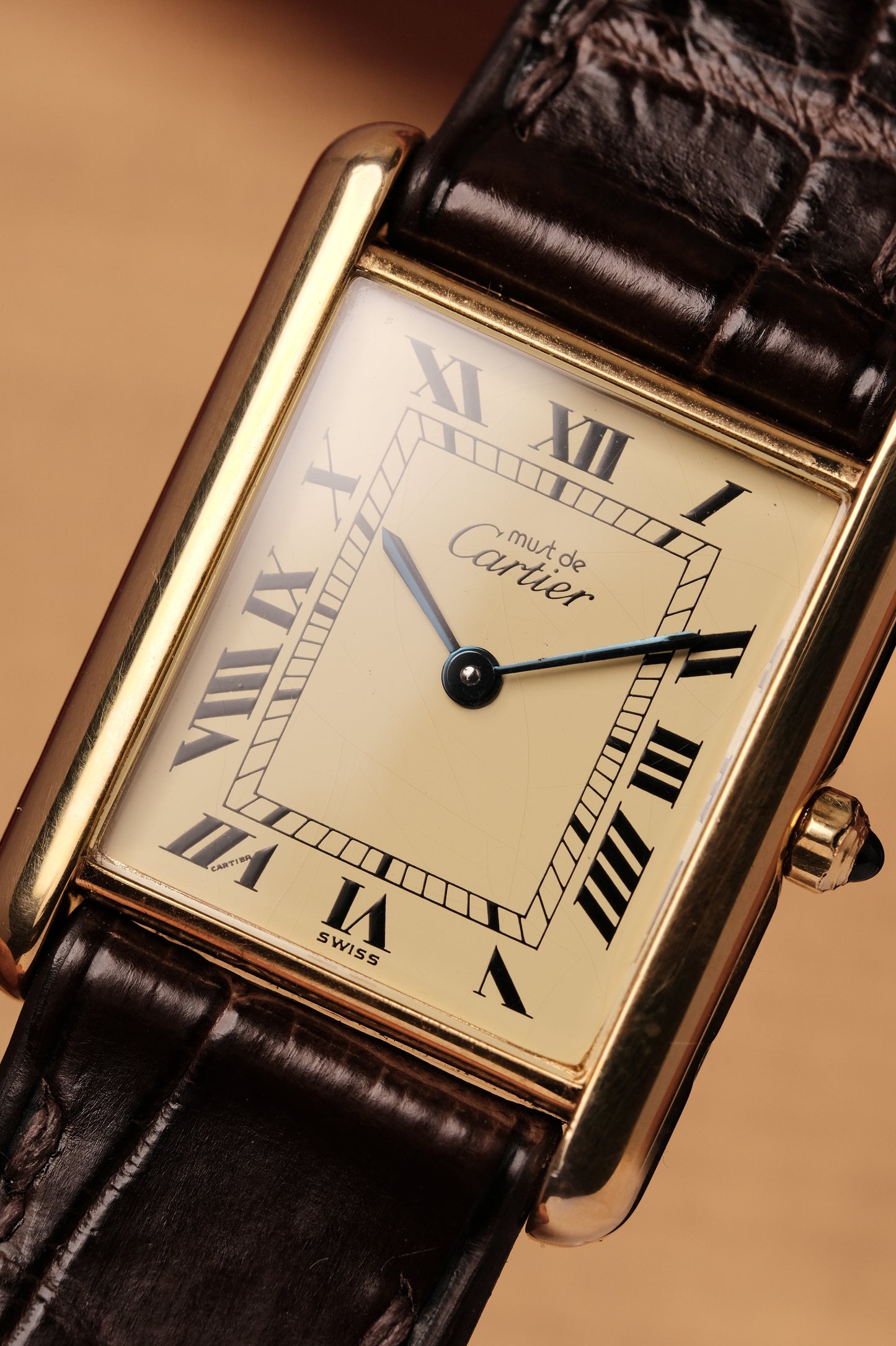 1990's CARTIER MUST DE CARTIER TANK VERMEIL ROMAN DIAL QUARTZ 23MM