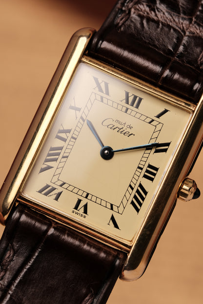 1990's CARTIER MUST DE CARTIER TANK VERMEIL ROMAN DIAL QUARTZ 23MM