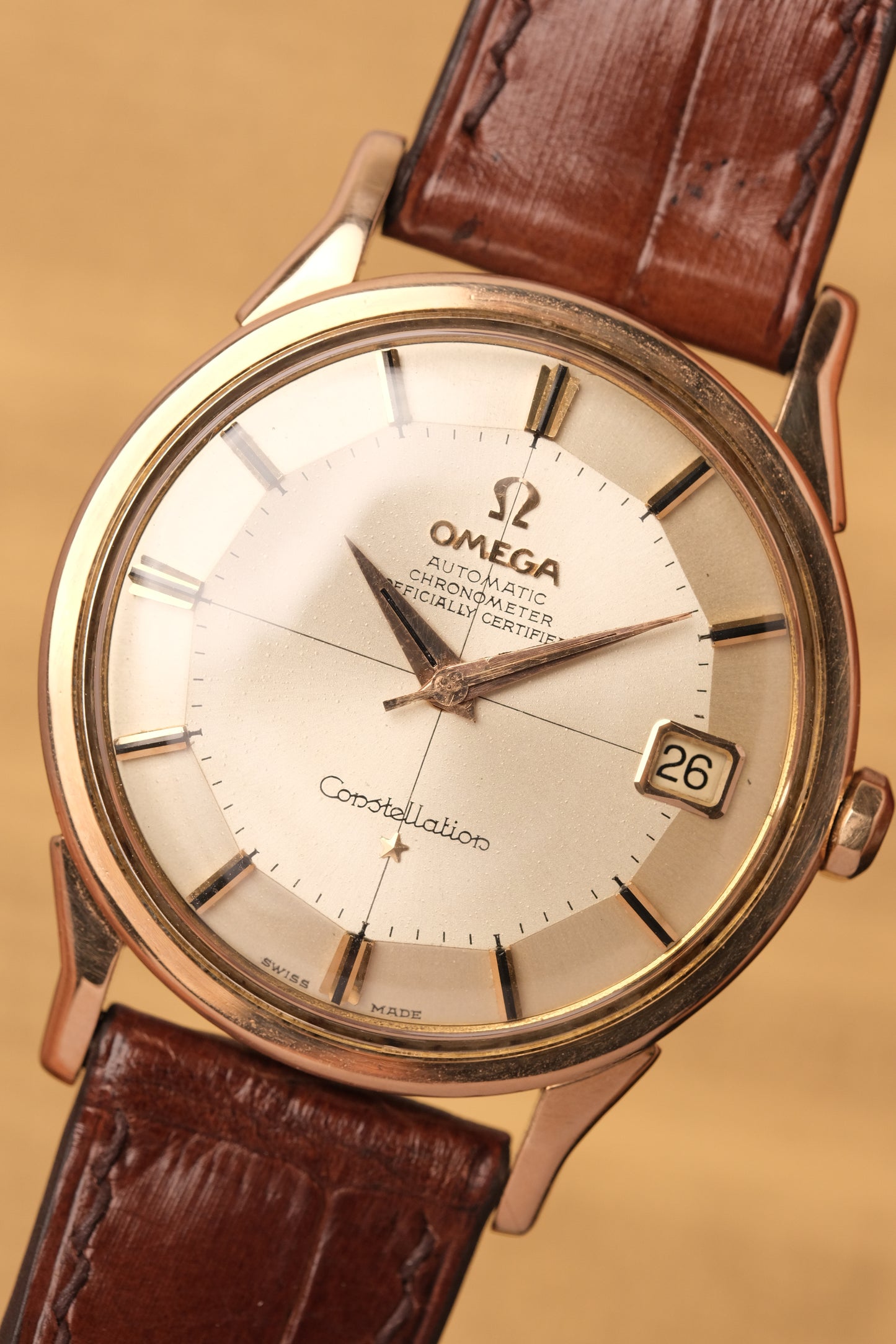 1962 OMEGA CONSTELLATION PIE PAN CROSS HAIR ROSE GOLD AUTOMATIC CHRONOMETER REF. 1490-61 SC