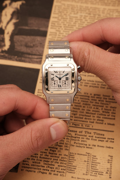 Cartier Santos Galbée Chronoflex Gold/Steel White Dial LM (29x41mm)Ref. 2425 + Box