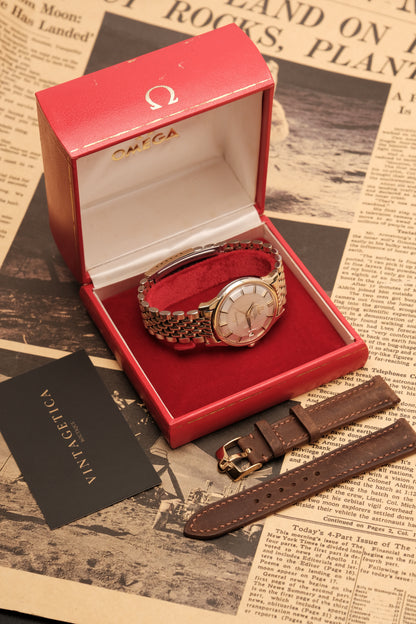 1966 OMEGA CONSTELLATION PIE PAN DOG LEG White Dial AUTOMATIC REF. 168.005 + BOX + Beads of rice bracelet