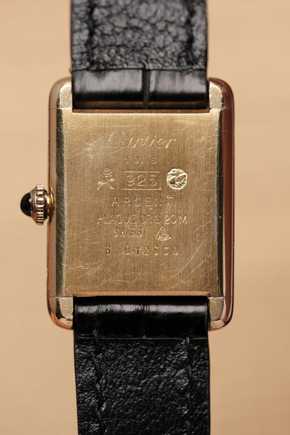 CARTIER MUST DE TANK VERMEIL (SM 20x28mm) BLACK DIAL HAND WINDING 3012300