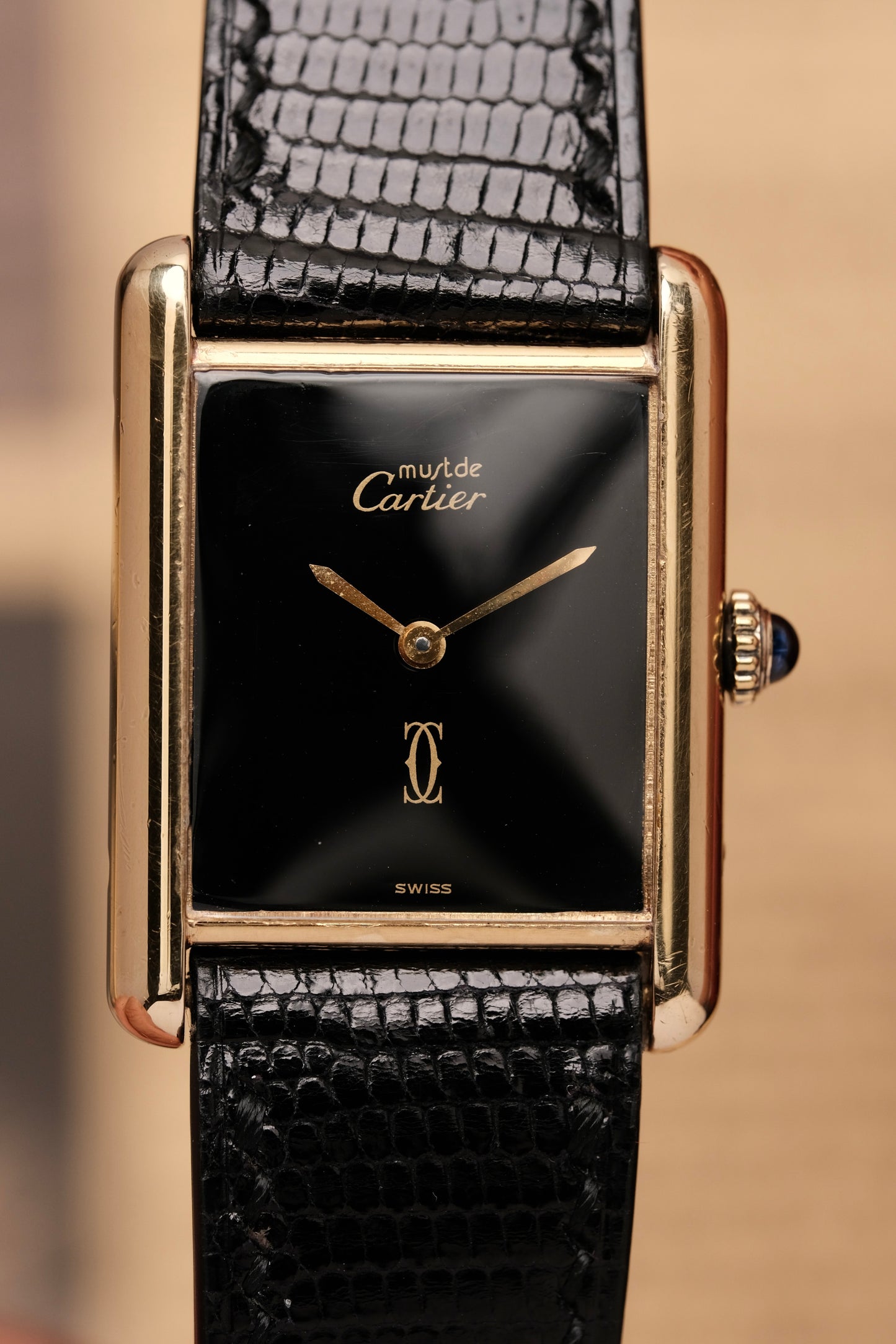 CARTIER MUST DE TANK (LM 23x31mm) Hand Winding VERMEIL Black DIAL 6173765