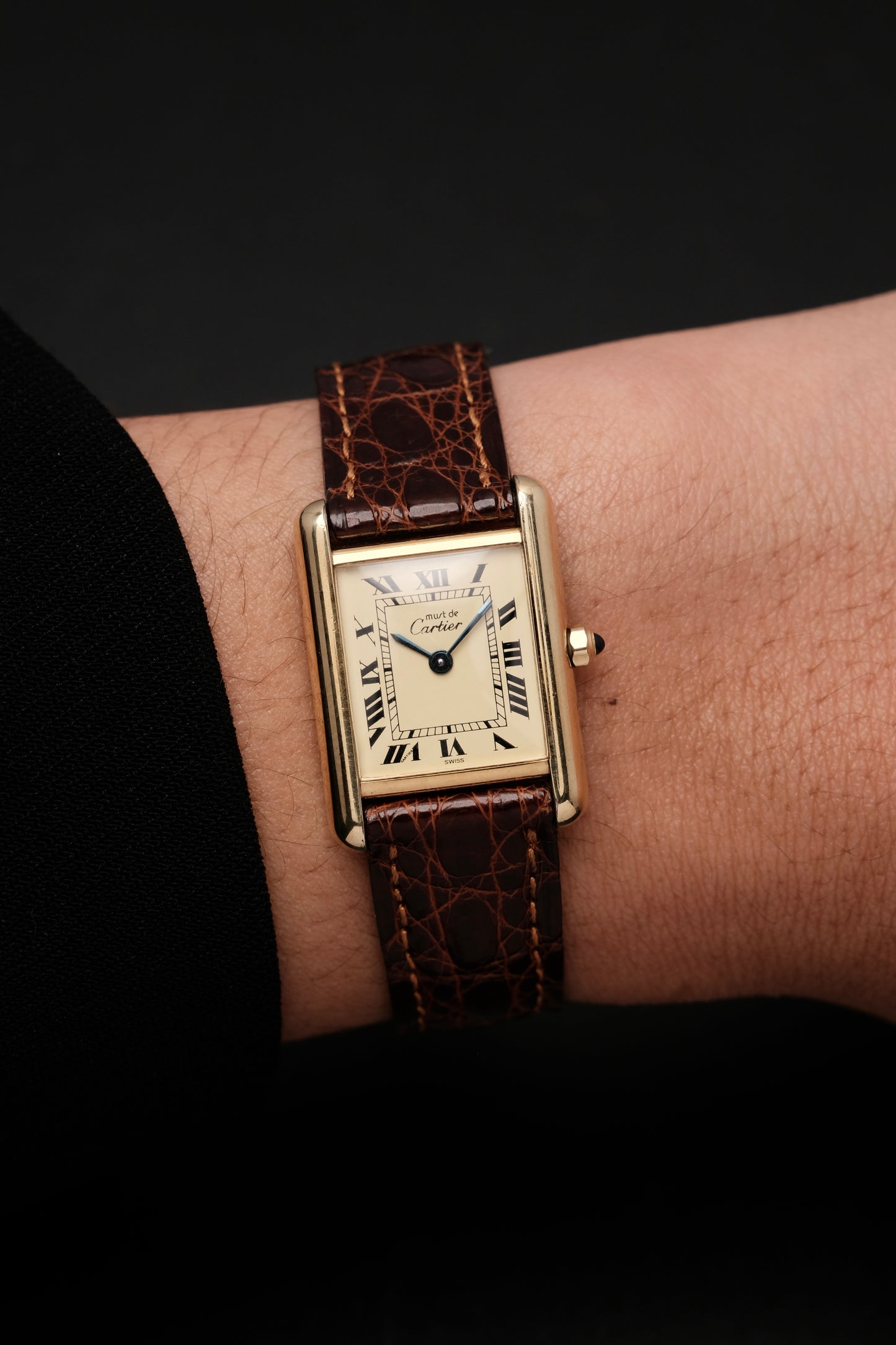 Vintage Cartier Must De Tank Vermeil (SM 20x28mm) ROMAN DIAL QUARTZ Ref.87728