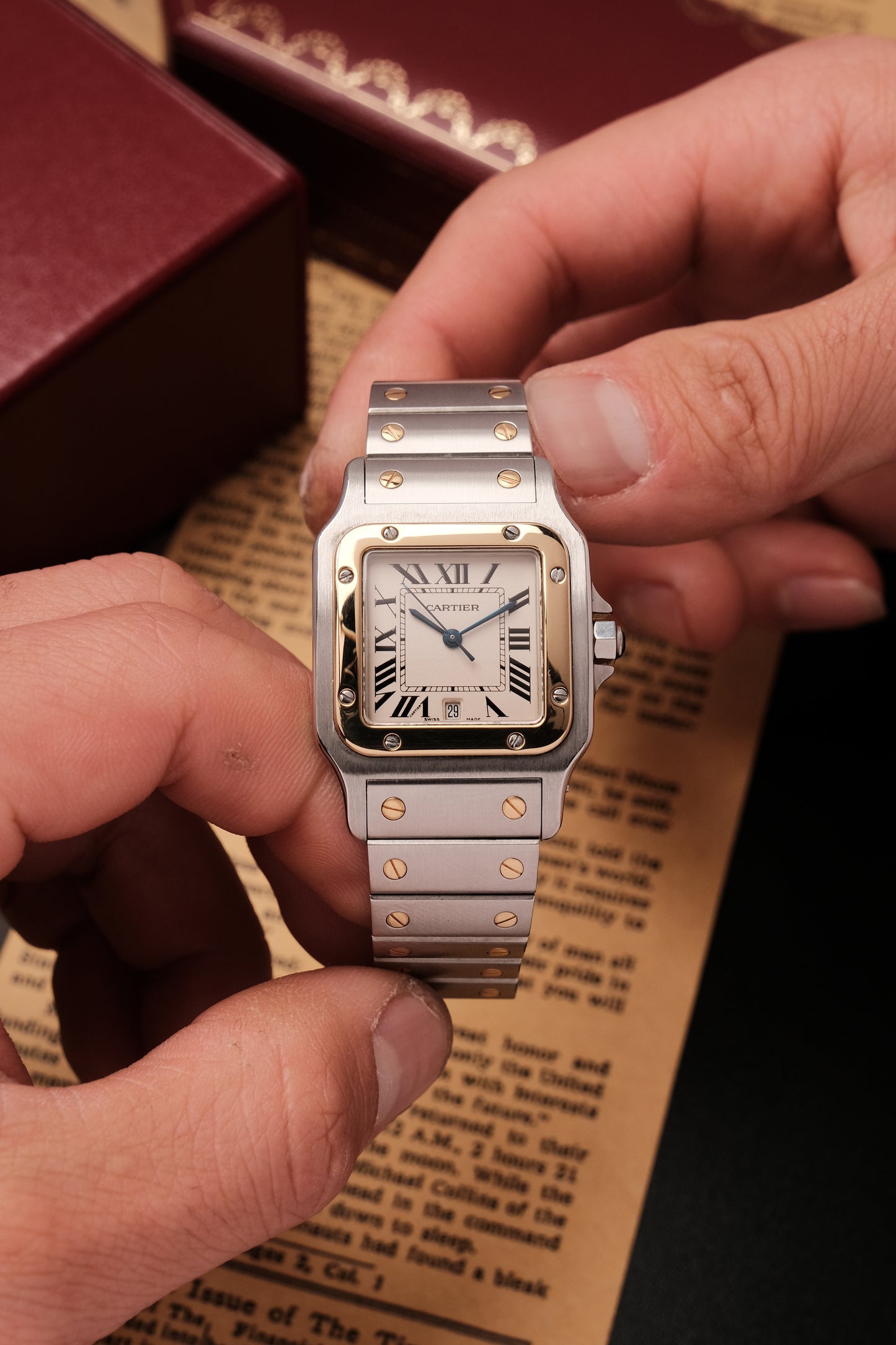Cartier Santos Galbée 1566 Gold/Steel White Dial 29x41mm Y2K
