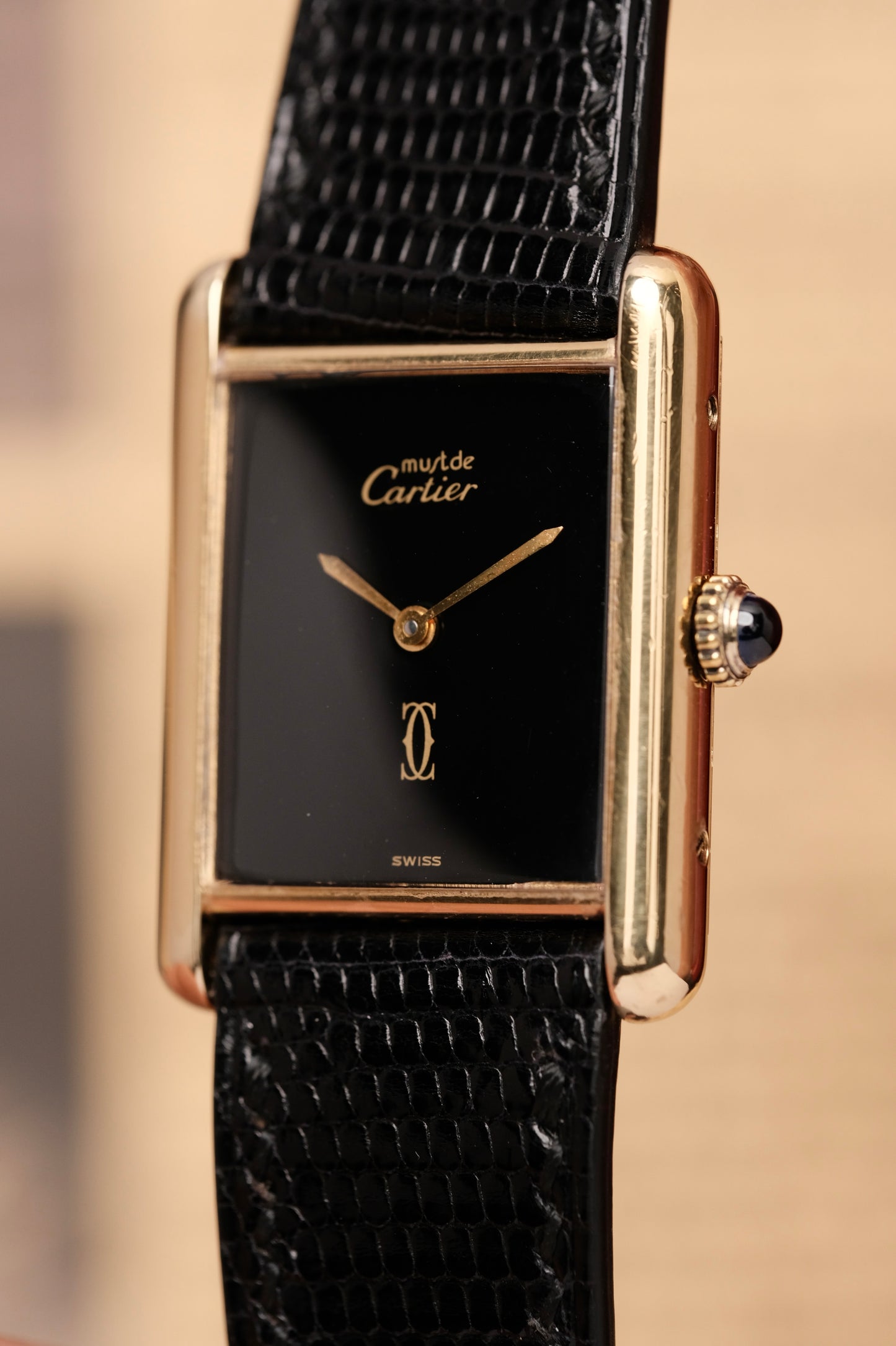 CARTIER MUST DE TANK (LM 23x31mm) Hand Winding VERMEIL Black DIAL 6173765