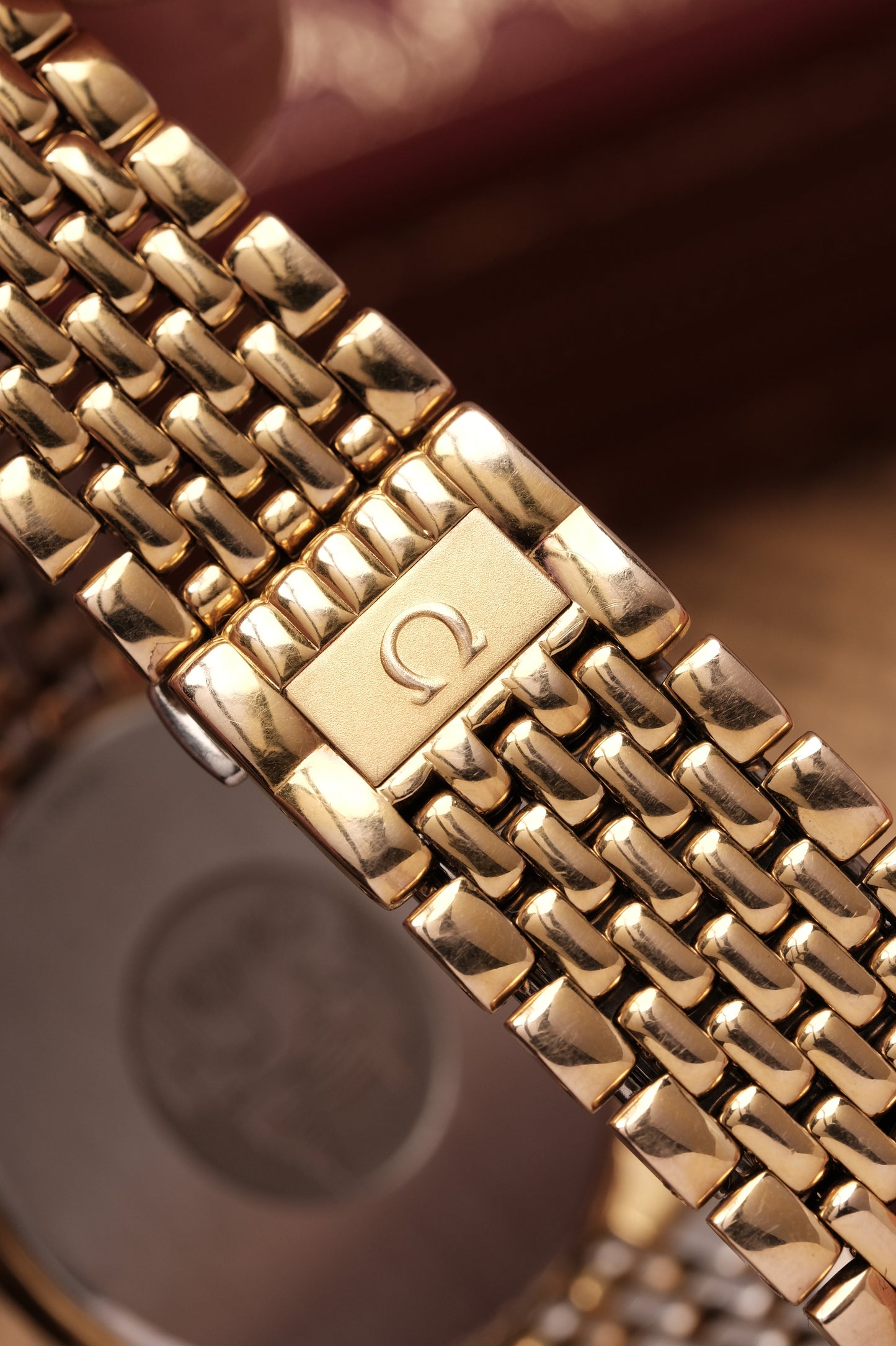 1990's (New Old Stock) Omega De Ville 395 0875.2 Quartz Gold Plated Integrated Bracelet