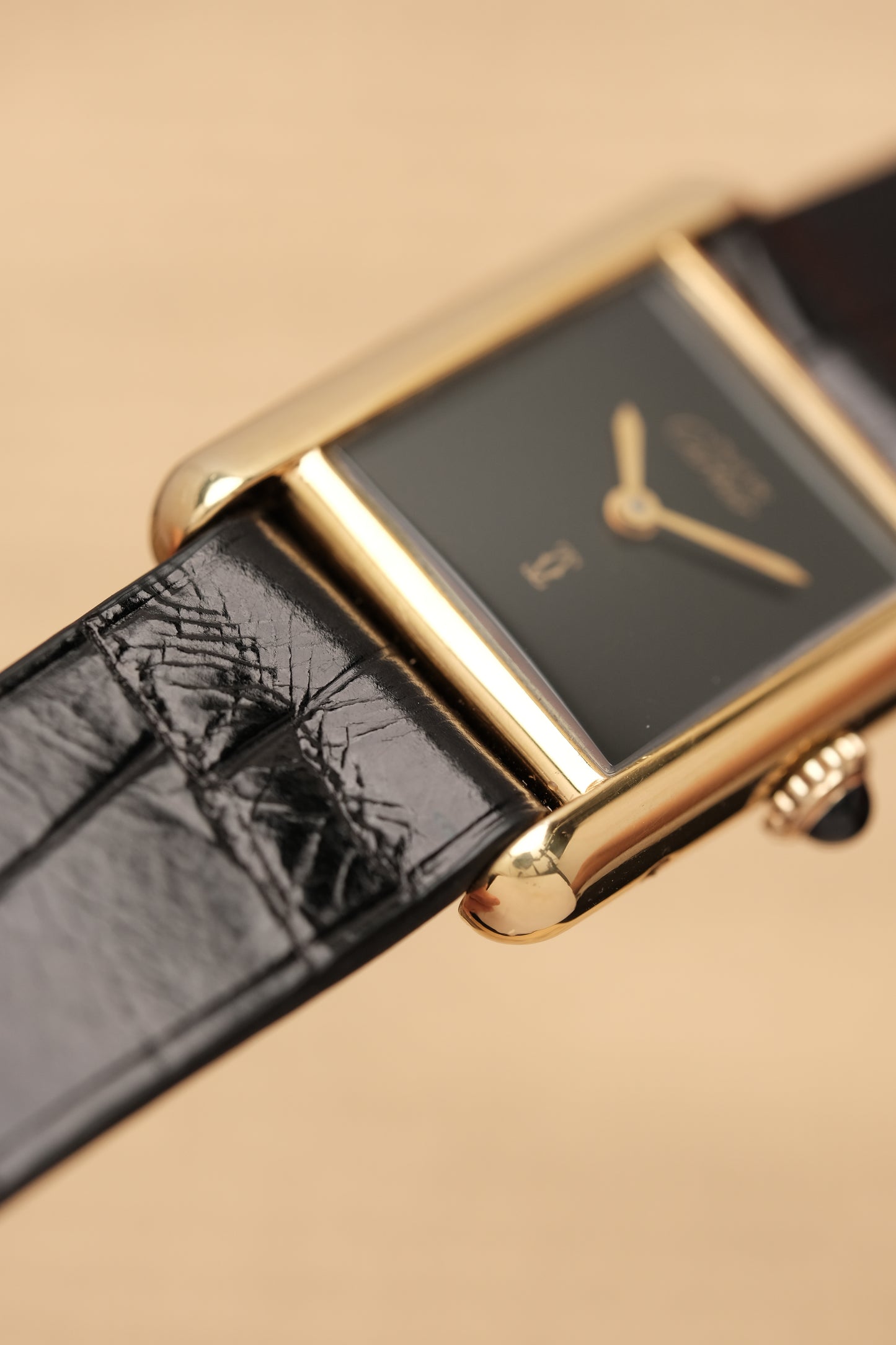 CARTIER MUST DE TANK VERMEIL (SM 20x28mm) BLACK DIAL HAND WINDING