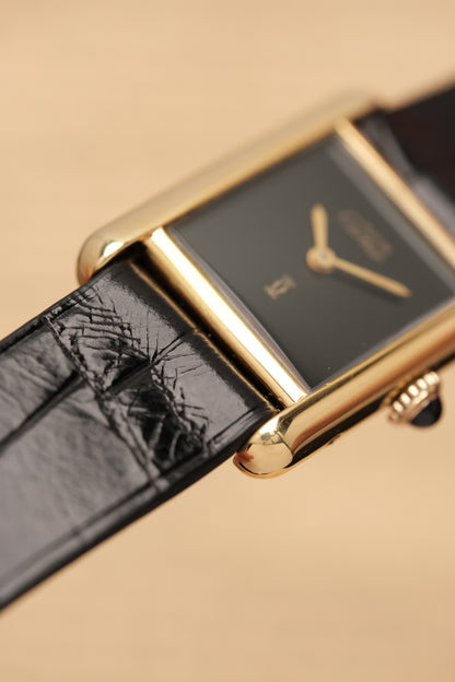 CARTIER MUST DE TANK VERMEIL (SM 20x28mm) BLACK DIAL HAND WINDING
