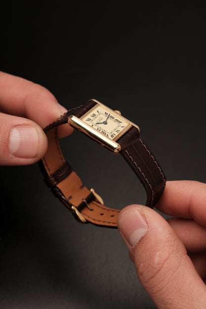 Vintage Cartier Must De Tank Vermeil (SM 20x28mm) ROMAN Ivory DIAL QUARTZ Ref.5057001