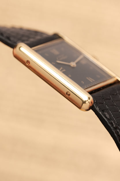 CARTIER MUST DE TANK VERMEIL (LM 23x31mm)Black Glossy Art Deco Dial 1990s Ref. 590005