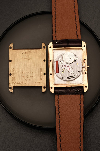 Vintage Cartier Must De Tank (XL 26x34mm) ROMAN DIAL QUARTZ Ref.2413 + Dark Brown Strap