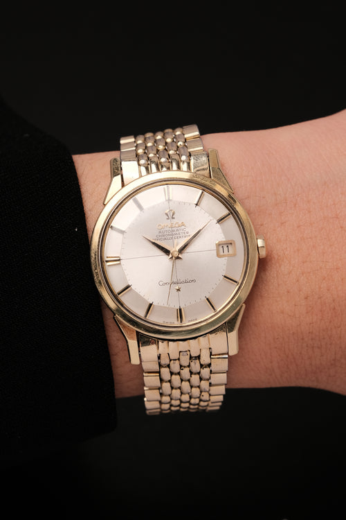 1966 OMEGA CONSTELLATION PIE PAN DOG LEG GOLD  CROSS HAIR DIAL AUTOMATIC CHRONOMETER REF. 14902-61 SC