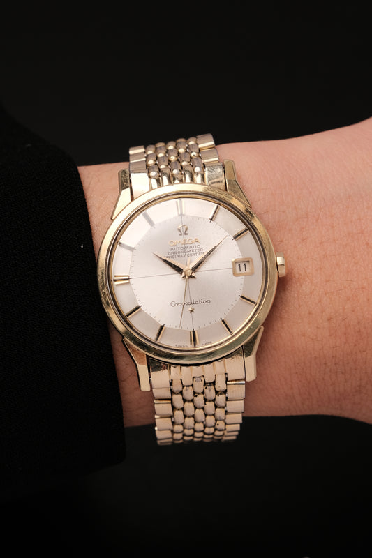 1966 OMEGA CONSTELLATION PIE PAN DOG LEG GOLD  CROSS HAIR DIAL AUTOMATIC CHRONOMETER REF. 14902-61 SC