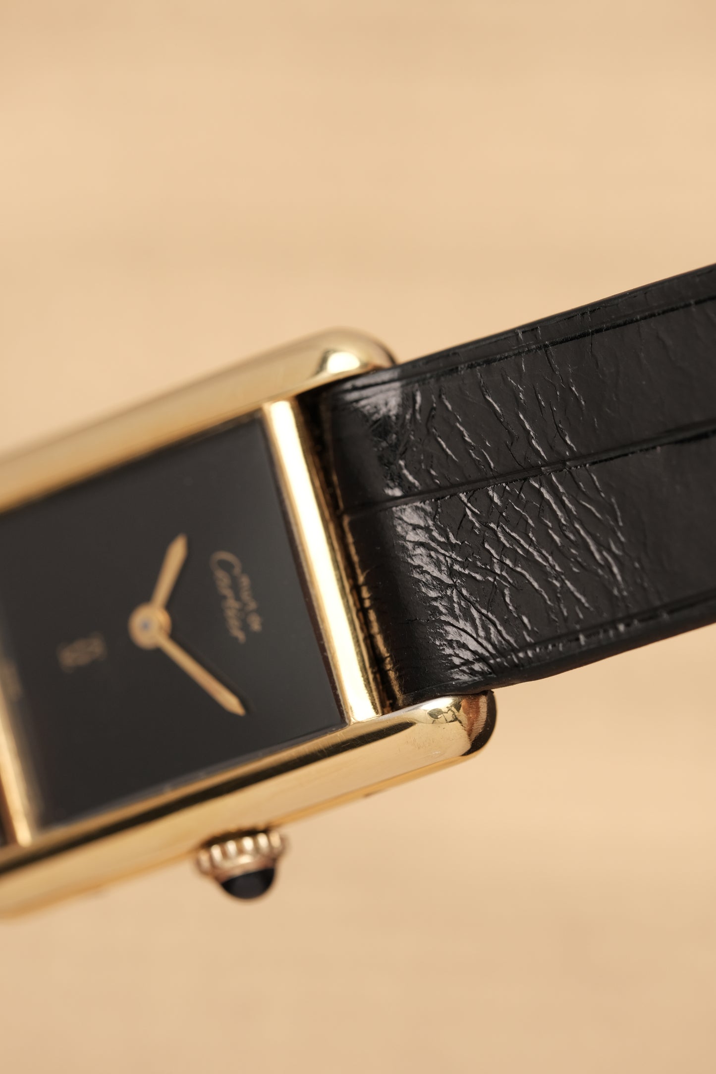 CARTIER MUST DE TANK VERMEIL (SM 20x28mm) BLACK DIAL HAND WINDING