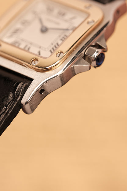 Cartier Santos Galbee 1057930 Quartz Gold/Steel White Dial SM (24x35mm) + Box and Paper