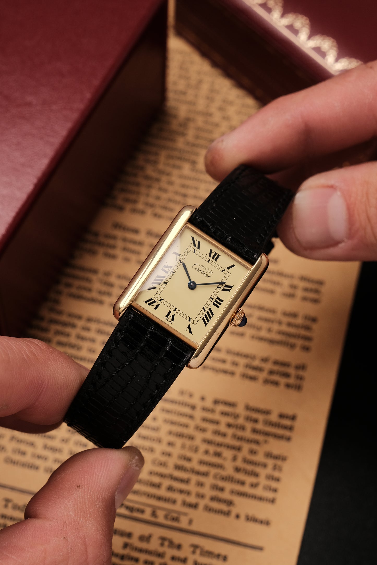 CARTIER MUST DE CARTIER TANK VERMEIL ROMAN DIAL REF. 681006