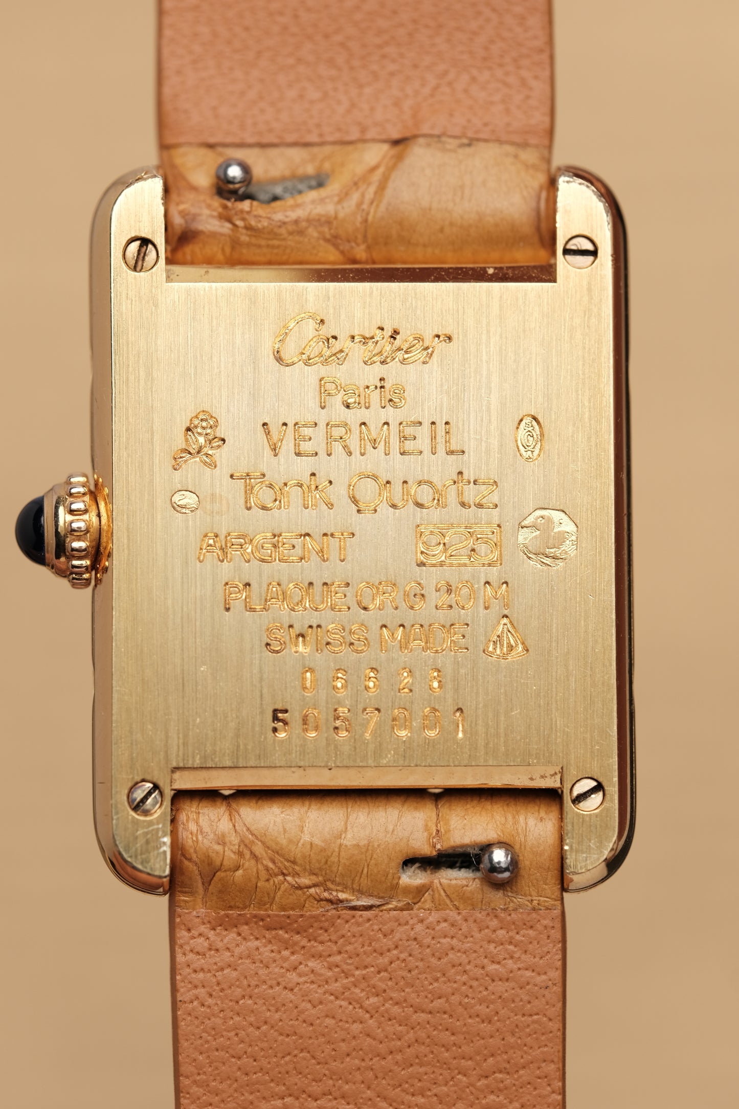 CARTIER MUST DE TANK VERMEIL (SM 20x28mm) COLUMN DIAL QUARTZ Ref.5057001