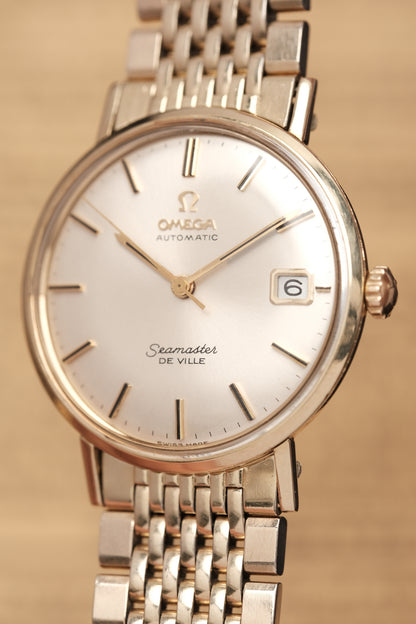 1967  14K Solid Gold Omega Seamaster De Ville reference LL 6590-1 34mm with Gold beads of rice bracelet