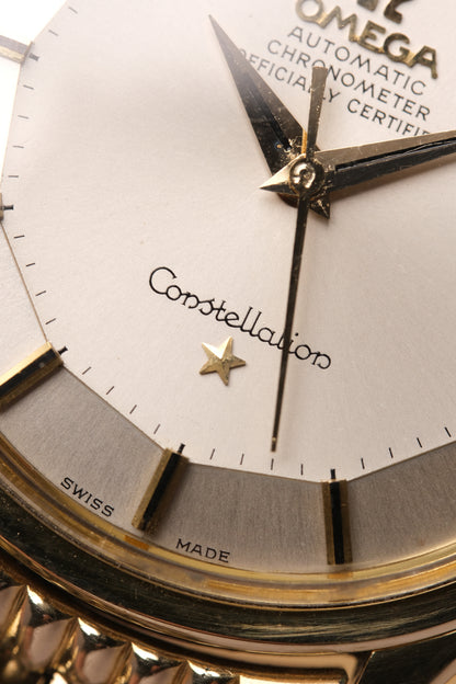 1968 OMEGA CONSTELLATION PIE PAN DOG LEG GOLD BRACELET  AUTOMATIC CHRONOMETER REF. 168.005