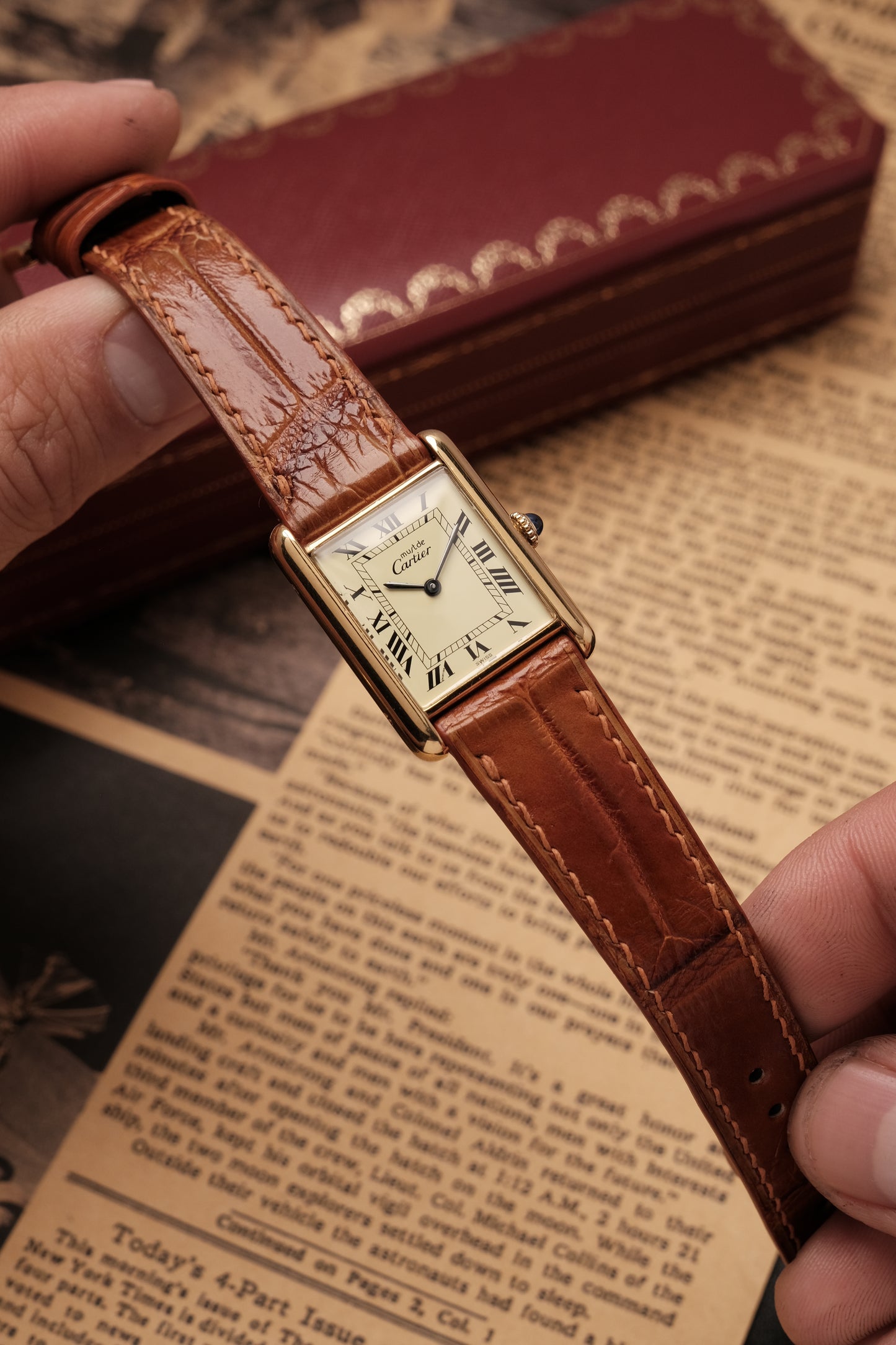 CARTIER MUST DE CARTIER TANK Hand Winding VERMEIL ROMAN DIAL REF. 6 219393