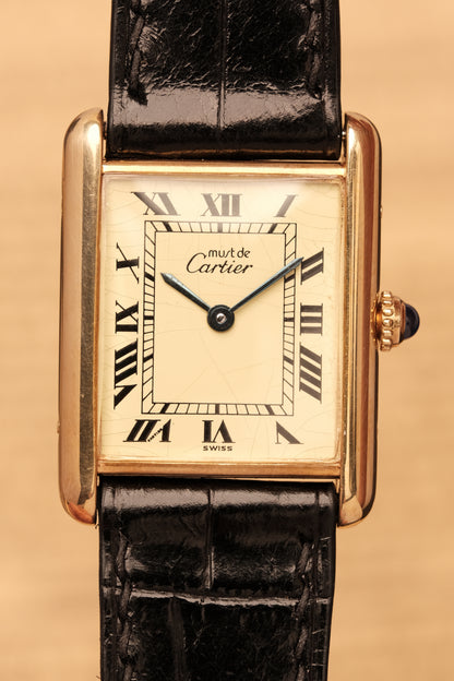 CARTIER MUST DE TANK VERMEIL (LM 23x31mm) ROMAN DIAL QUARTZ