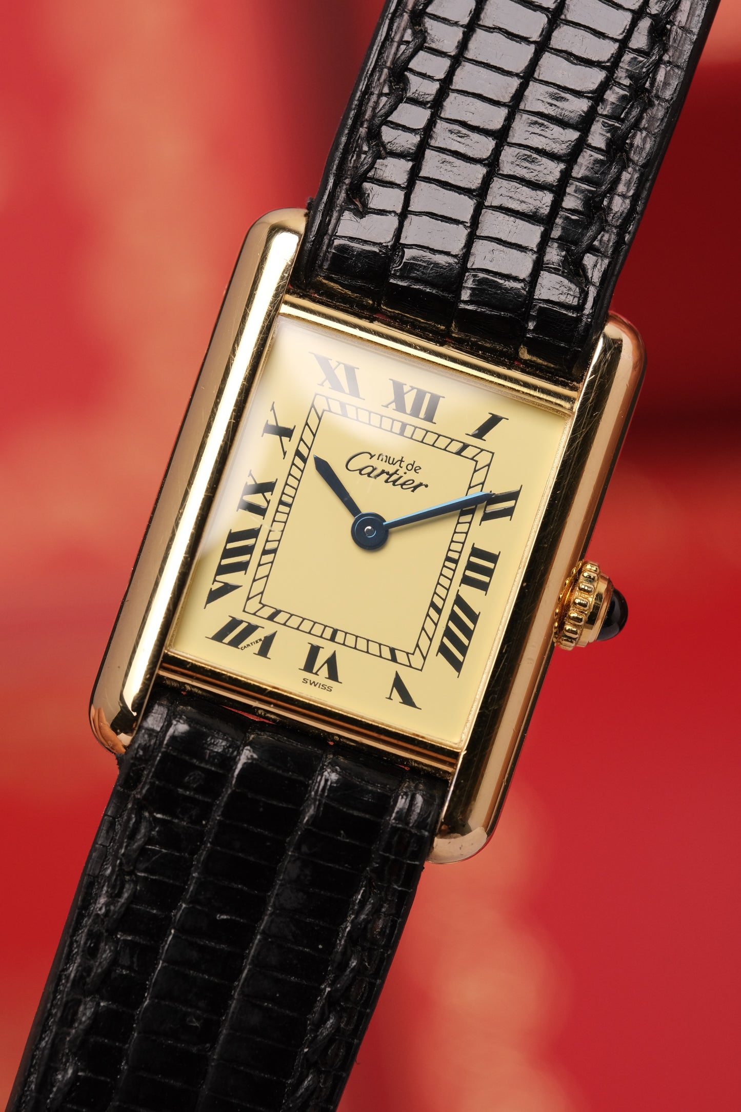 1999 Vintage Cartier Tank Vermeil 1613 ROMAN DIAL QUARTZ 20x28mm + Box and Paper