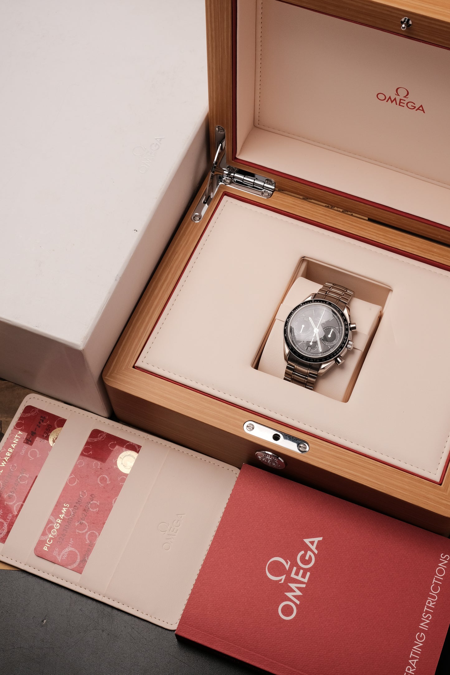 (Fullset) 2023 Omega Speedmaster Racing Co-Axial Chronograph 40mm Black Dial Ref.326.30.40.50.01.001