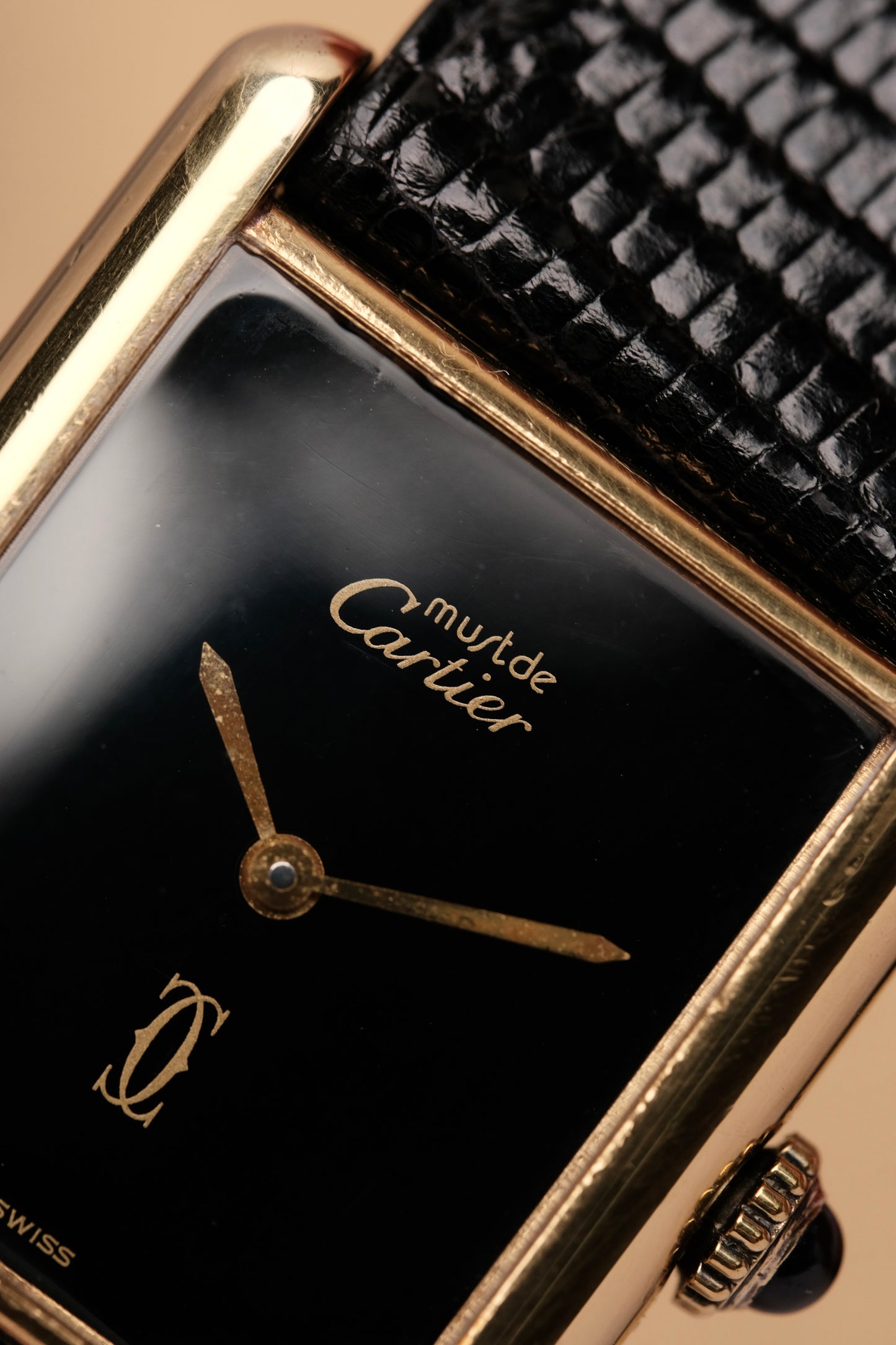 CARTIER MUST DE TANK (LM 23x31mm) Hand Winding VERMEIL Black DIAL 6173765