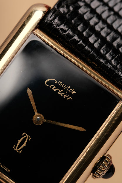 CARTIER MUST DE TANK (LM 23x31mm) Hand Winding VERMEIL Black DIAL 6173765