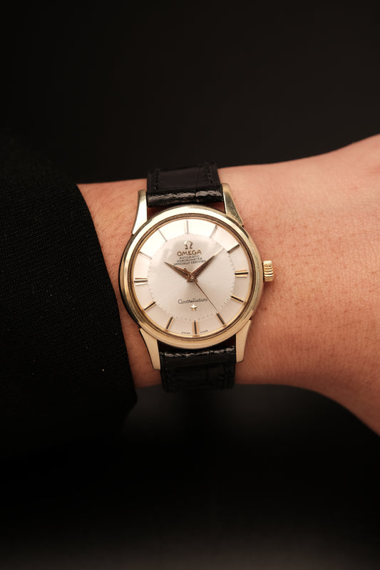 1962 OMEGA CONSTELLATION PIE PAN White Dial Gold AUTOMATIC CHRONOMETER NO DATE REF. 14381.61.SC