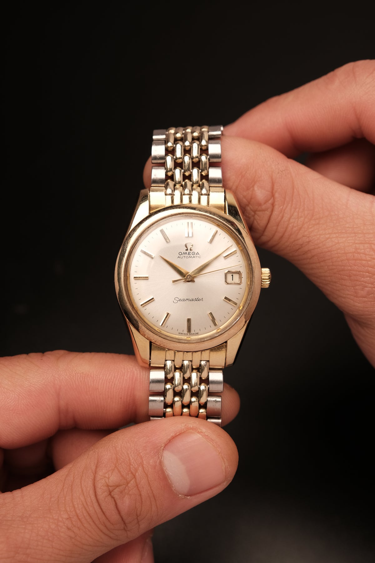 1963 Omega Seamaster Automatic Two-Tone REF. 166.010 + Beads of rice bracelet
