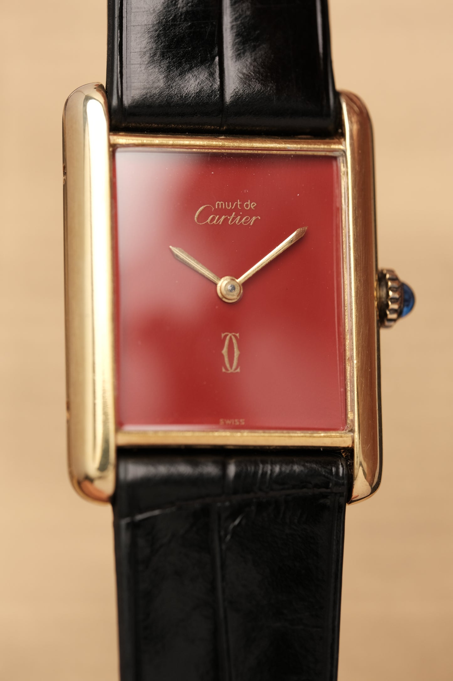 CARTIER MUST DE TANK VERMEIL (LM 23x31mm) HAND WINDING FERRARI RED DIAL