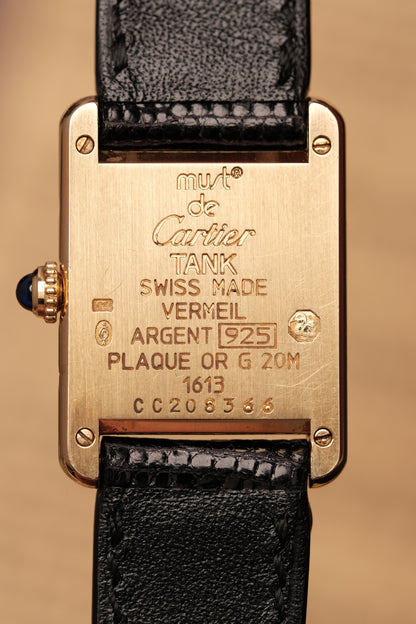 1999 Vintage Cartier Tank Vermeil 1613 ROMAN DIAL QUARTZ