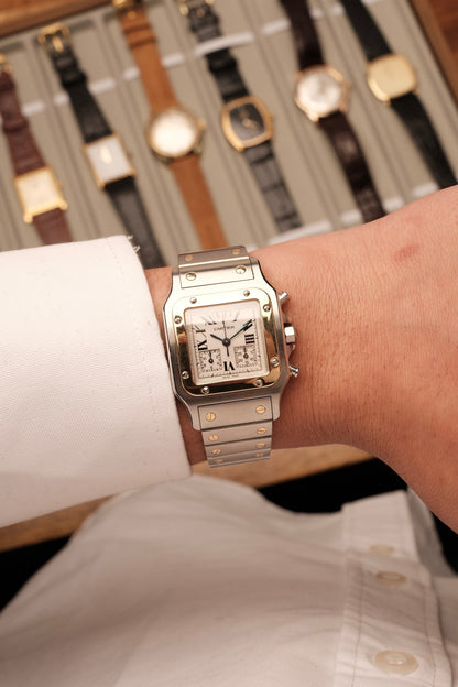 Cartier Santos Galbée Chronoflex Gold/Steel White Dial LM (29x41mm)Ref. 2425 + Box
