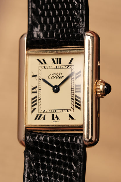 1999 Vintage Cartier Tank Vermeil 1613 ROMAN DIAL QUARTZ